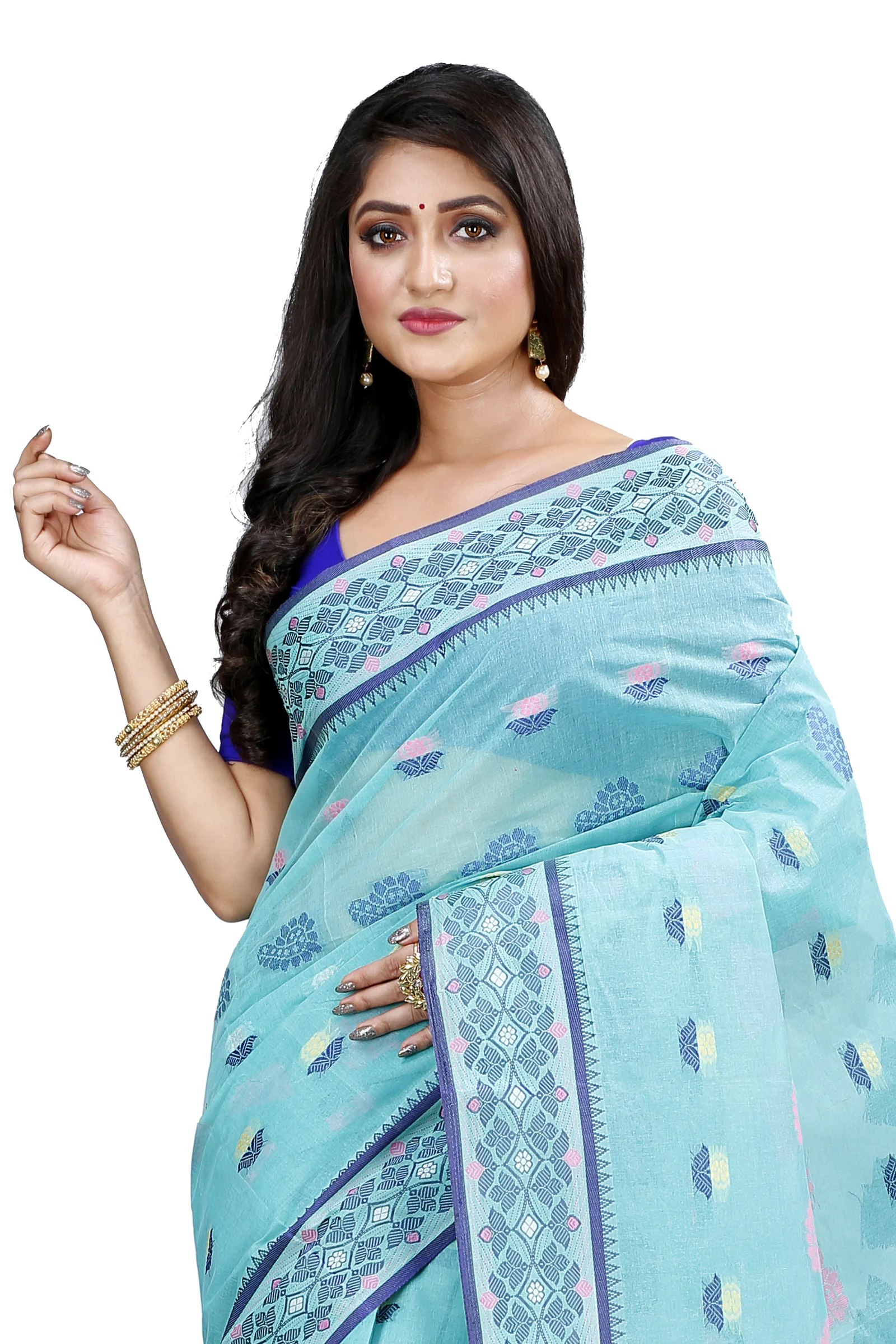 See Green Pure Cotton Rohini Tant Saree (8031)