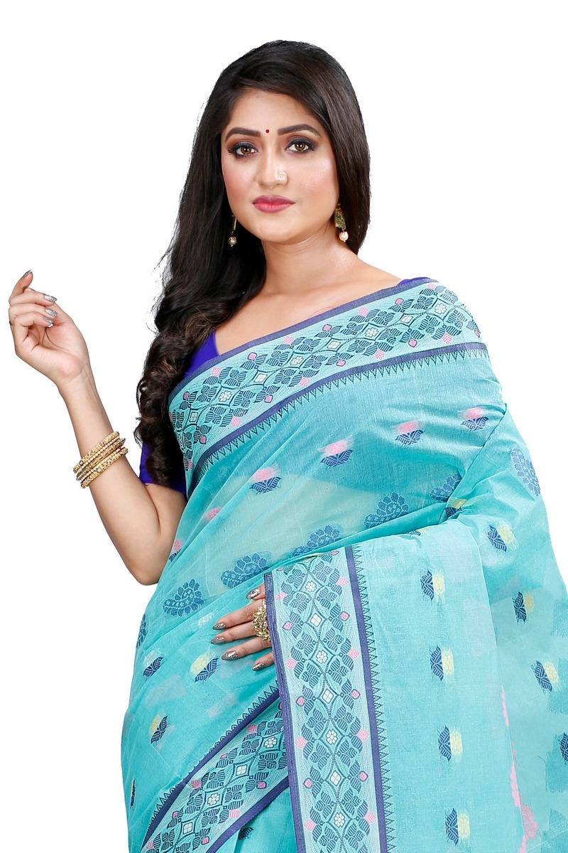 See Green Pure Cotton Rohini Tant Saree (8031)
