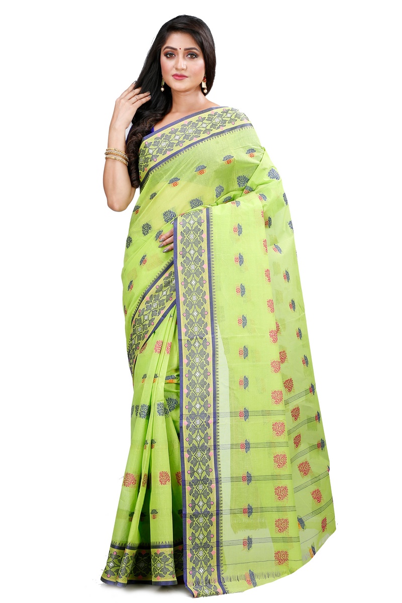 Green Pure Cotton Rohini Tant Saree (8032)
