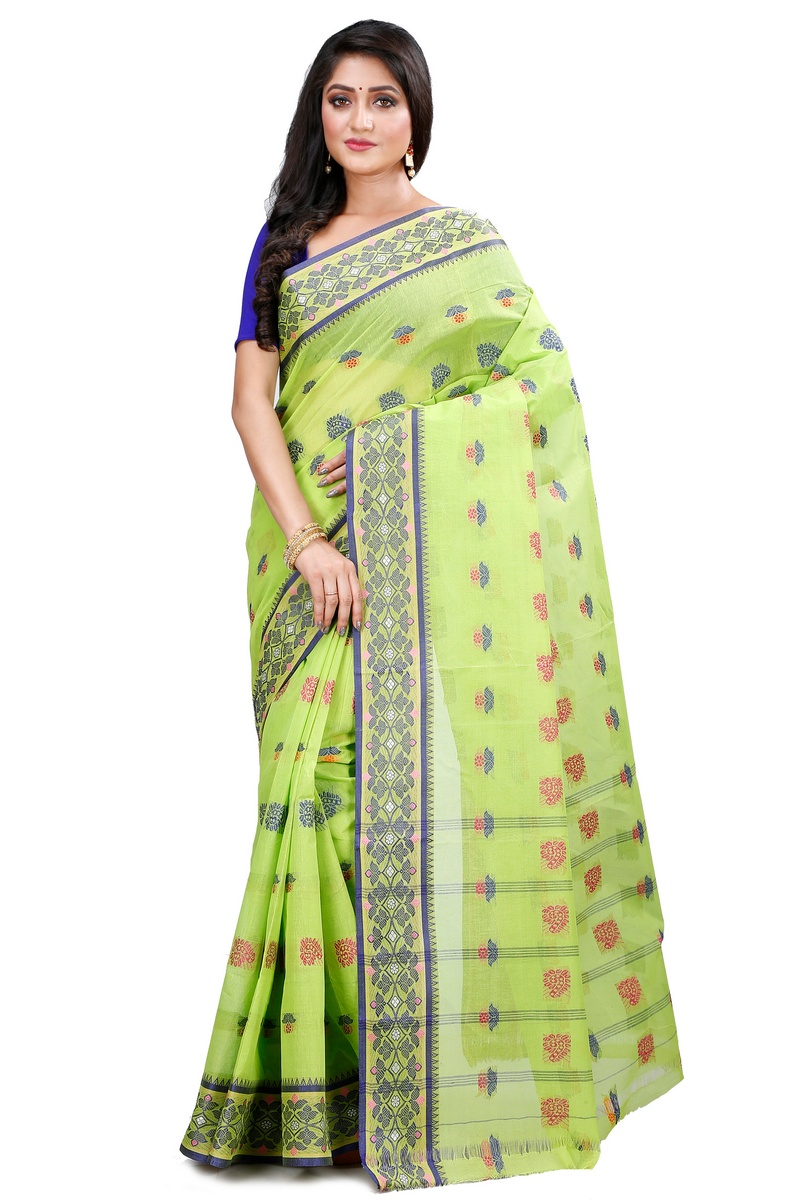 Green Pure Cotton Rohini Tant Saree (8032)