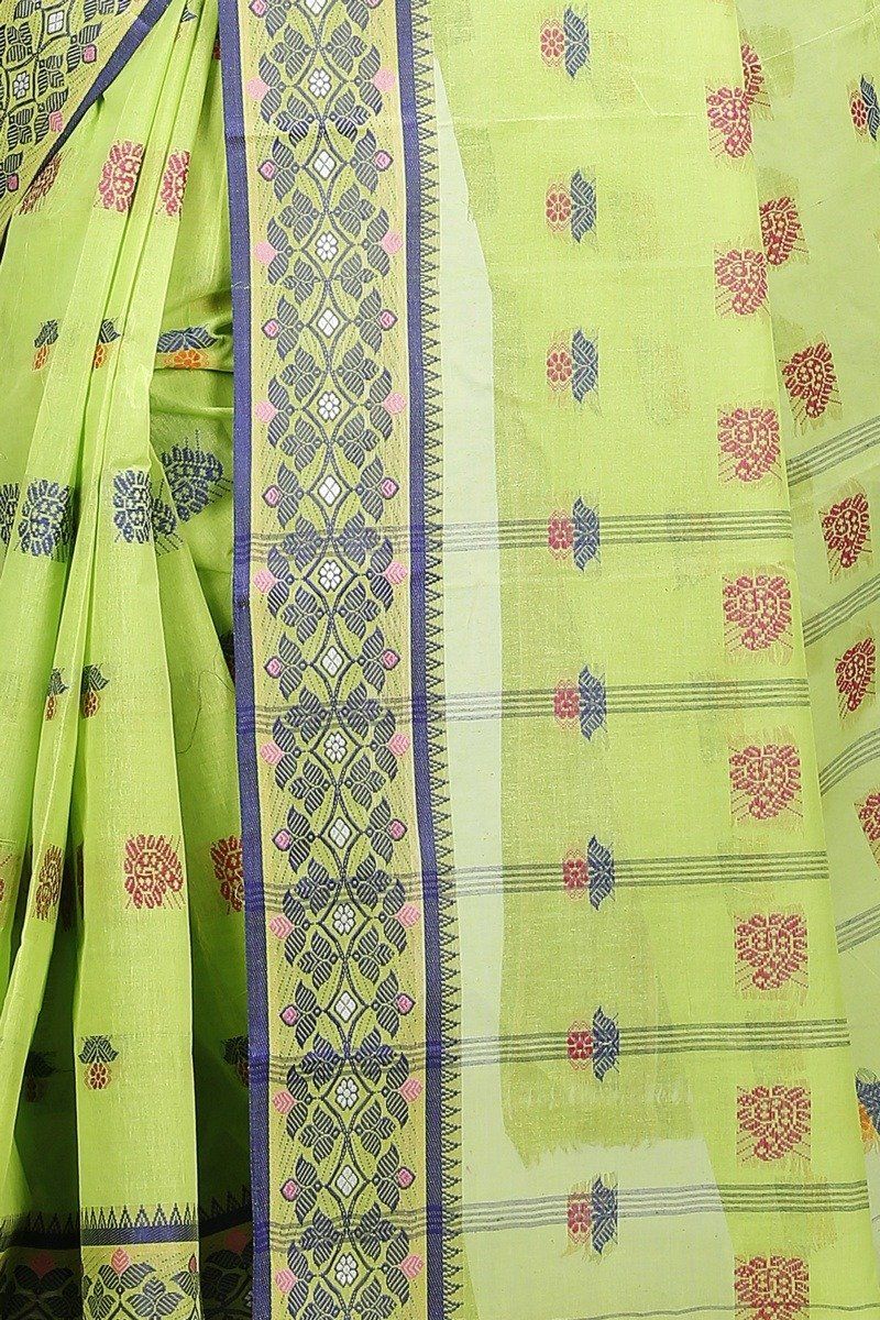 Green Pure Cotton Rohini Tant Saree (8032)