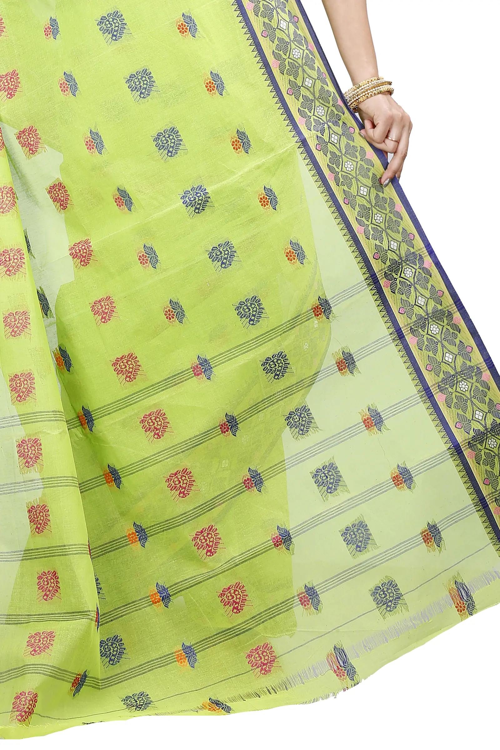 Green Pure Cotton Rohini Tant Saree (8032)