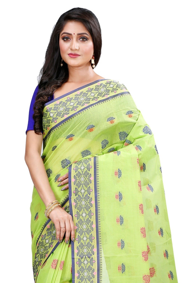 Green Pure Cotton Rohini Tant Saree (8032)