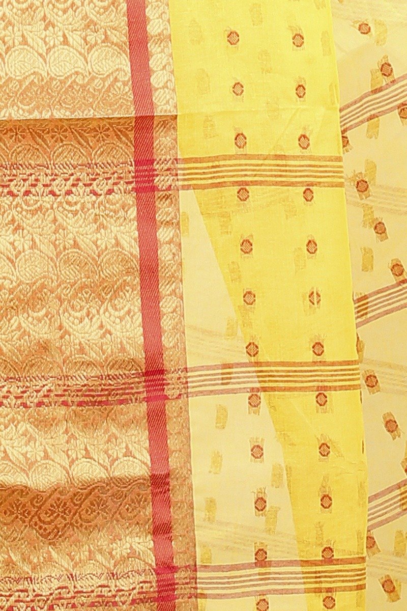 Yellow Pure Cotton Roham Tant Saree (8033)