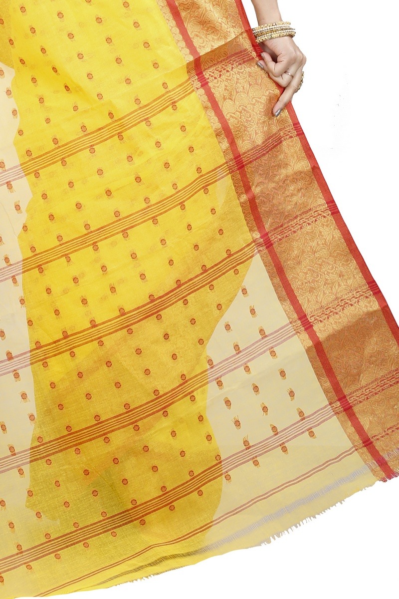 Yellow Pure Cotton Roham Tant Saree (8033)