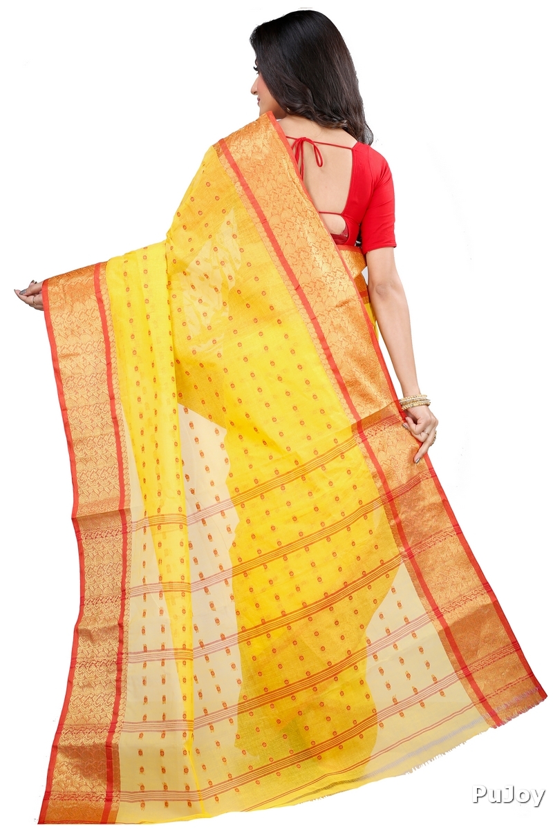 Yellow Pure Cotton Roham Tant Saree (8033)