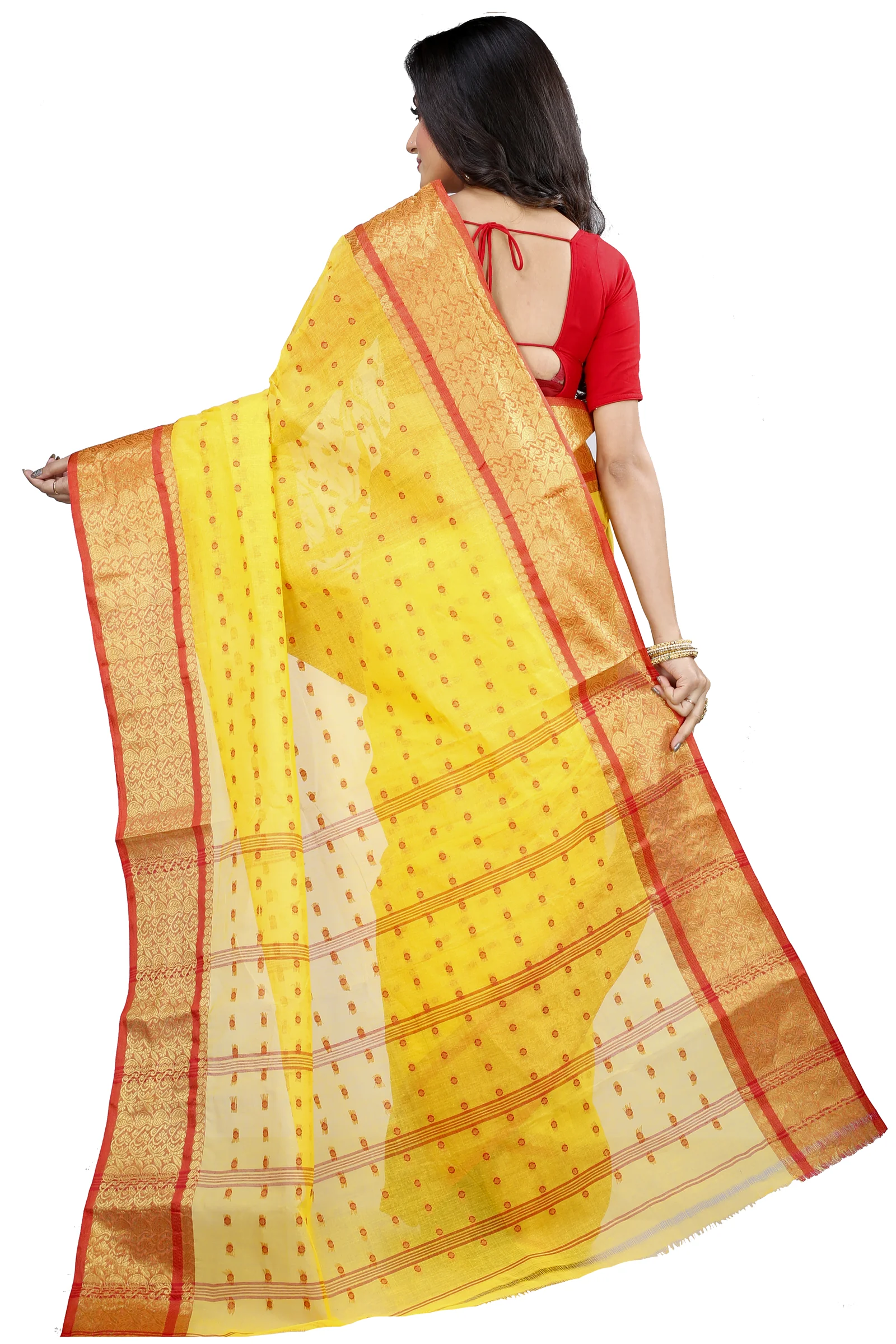 Yellow Pure Cotton Roham Tant Saree (8033)
