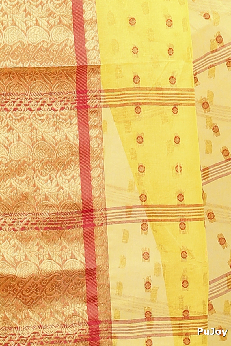 Yellow Pure Cotton Roham Tant Saree (8033)