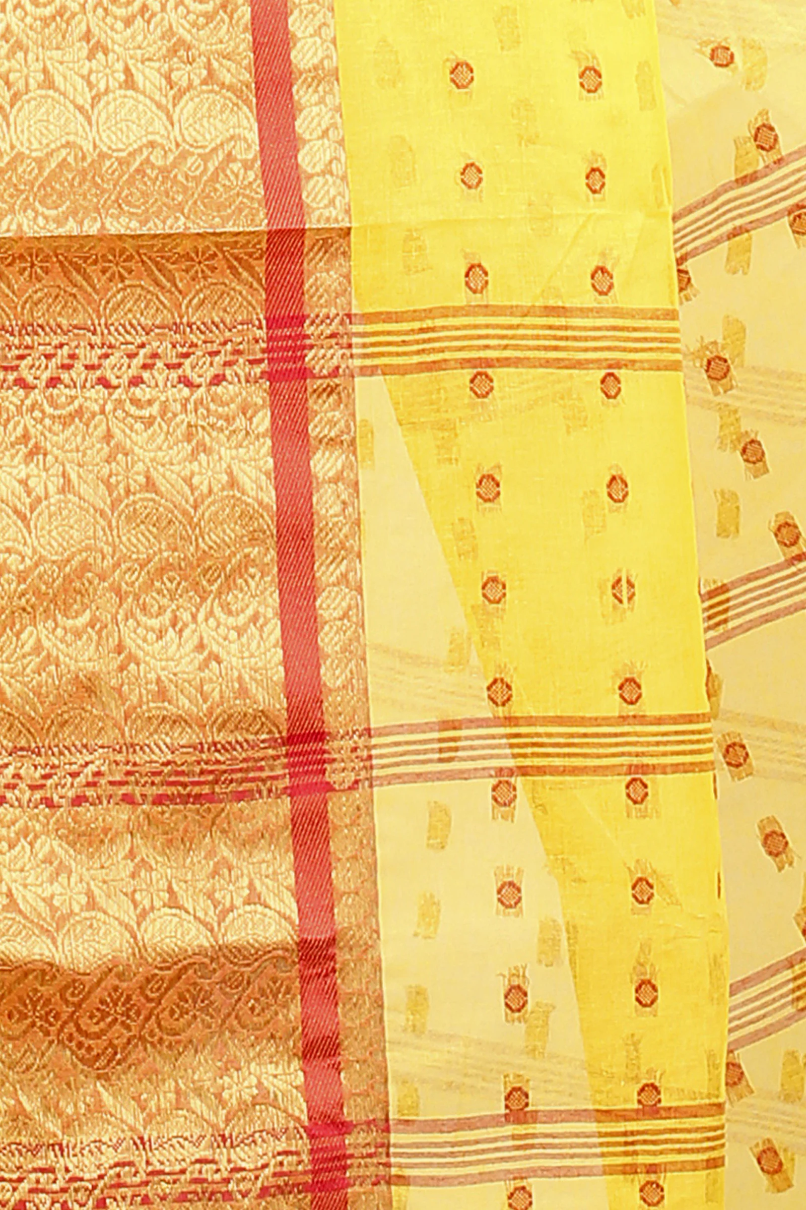 Yellow Pure Cotton Roham Tant Saree (8033)