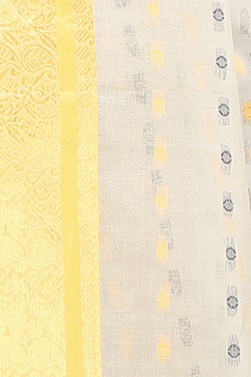 Cream Pure Cotton Roham Tant Saree (8037)