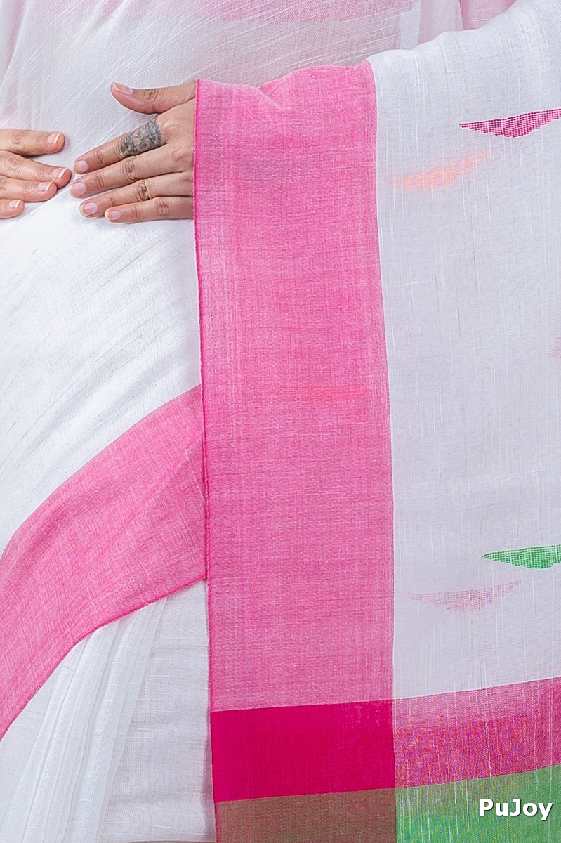 White Pure Cotton Clasic_Than Hand Loom Saree (805)