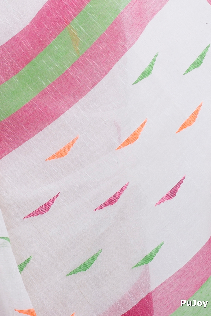 White Pure Cotton Clasic_Than Hand Loom Saree (805)