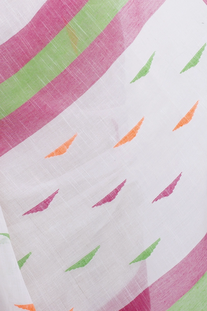 White Pure Cotton Clasic_Than Hand Loom Saree (805)