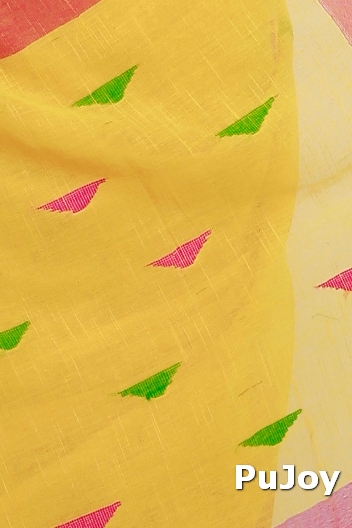 Yellow Pure Cotton Clasic_Than Hand Loom Saree (806)