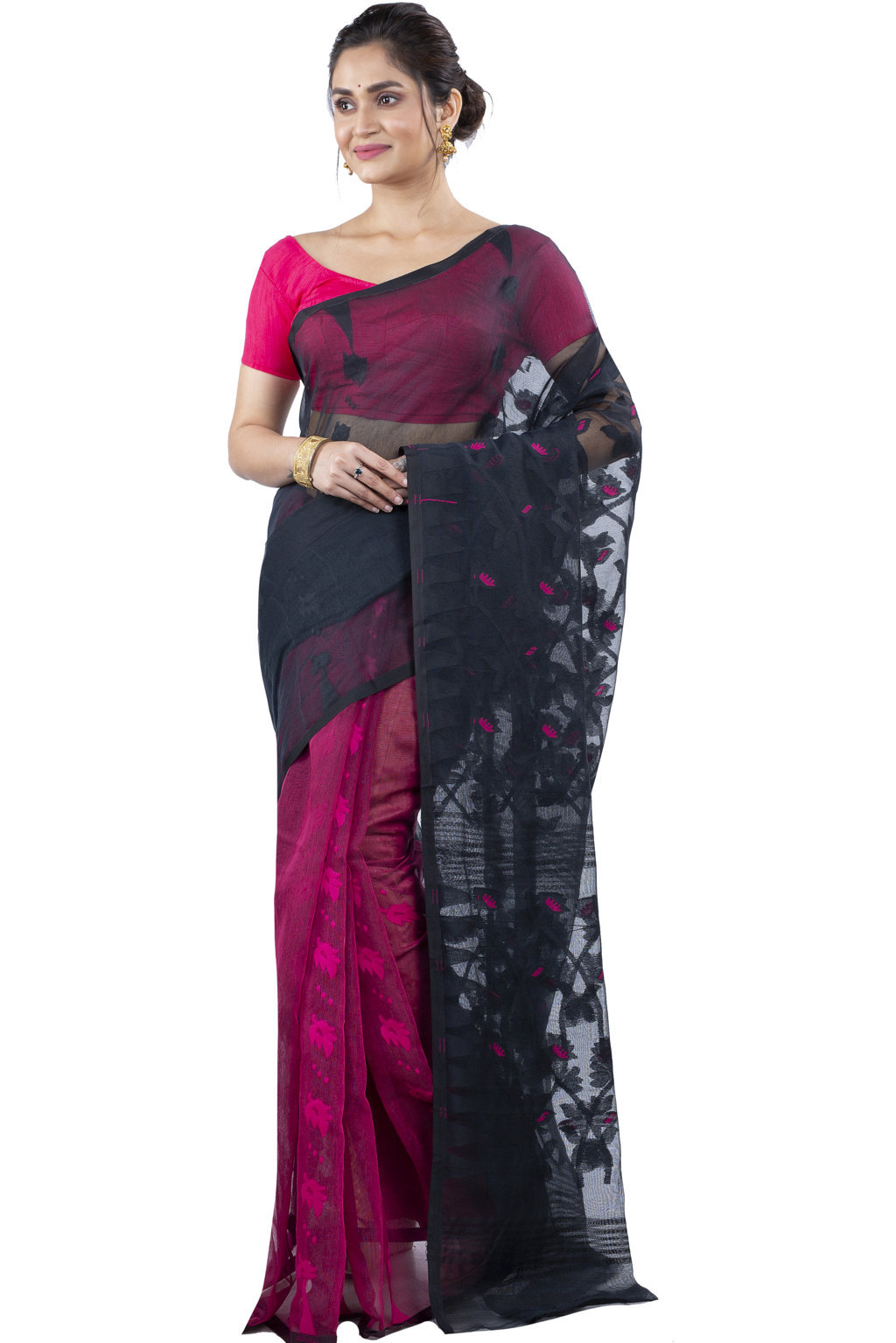 Black Rani Blended Cotton Moha_Jamdani Jamdani Saree (807)