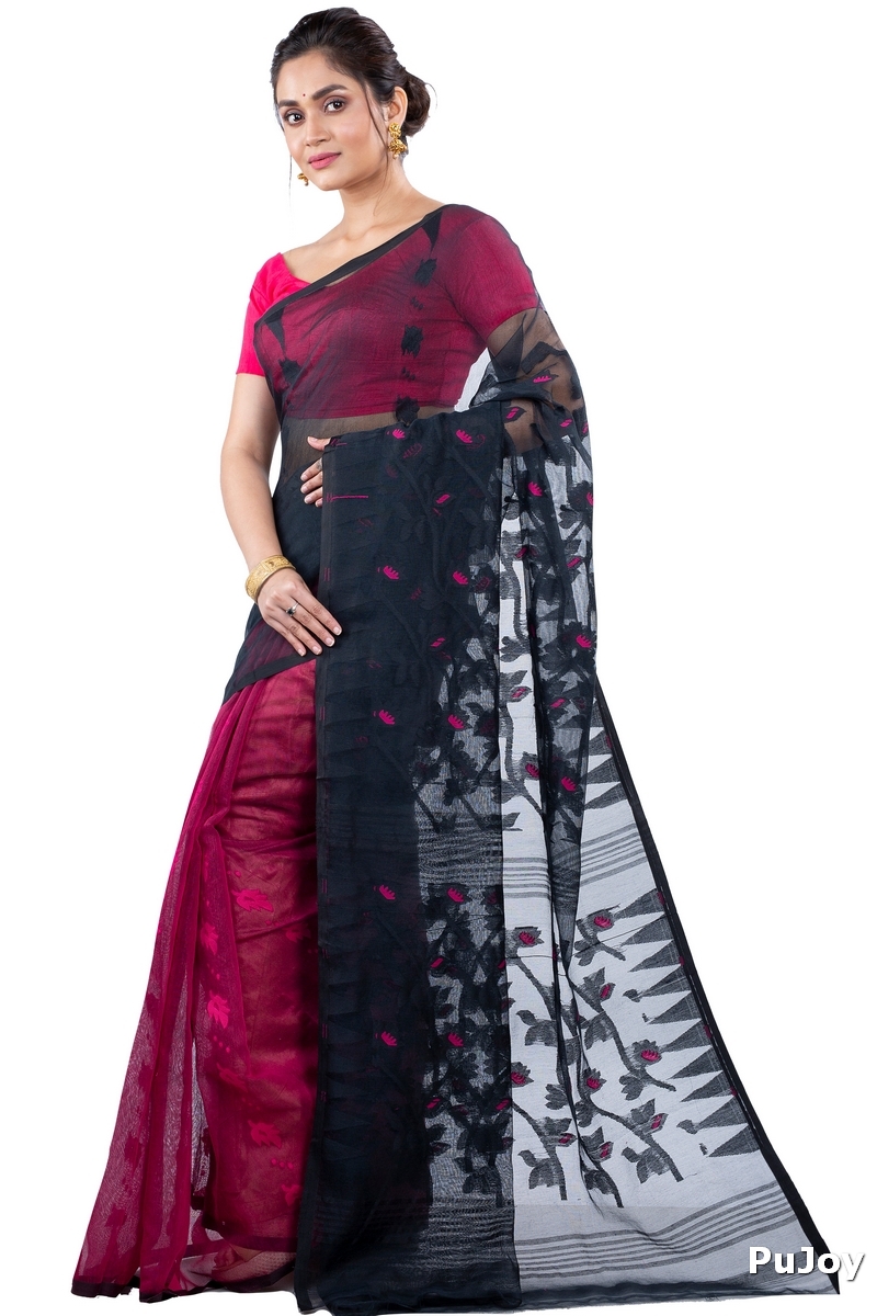 Black Rani Blended Cotton Moha_Jamdani Jamdani Saree (807)