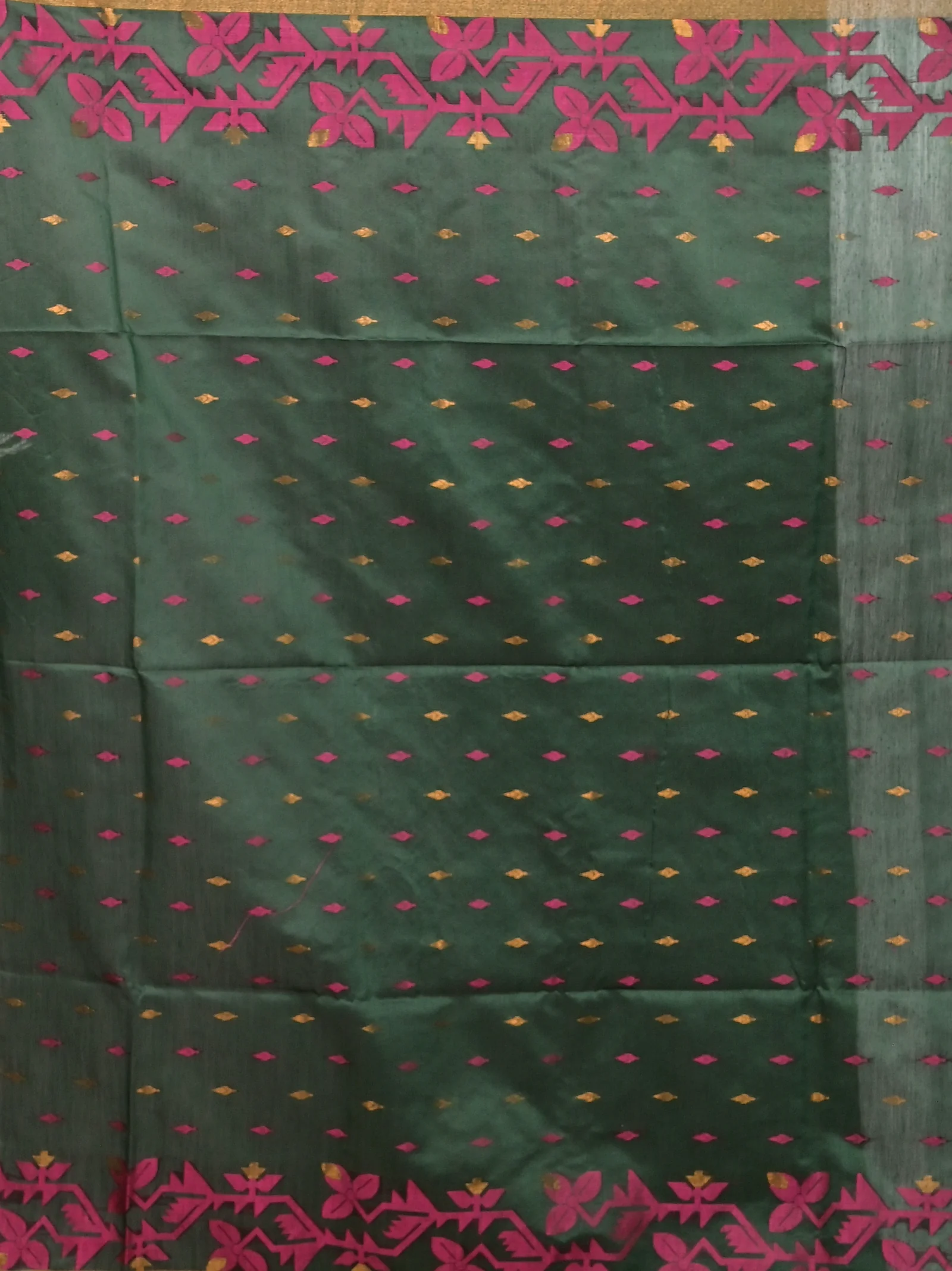 Green Pink Cotton Parvon Kanjivaram Silk Saree  (81)