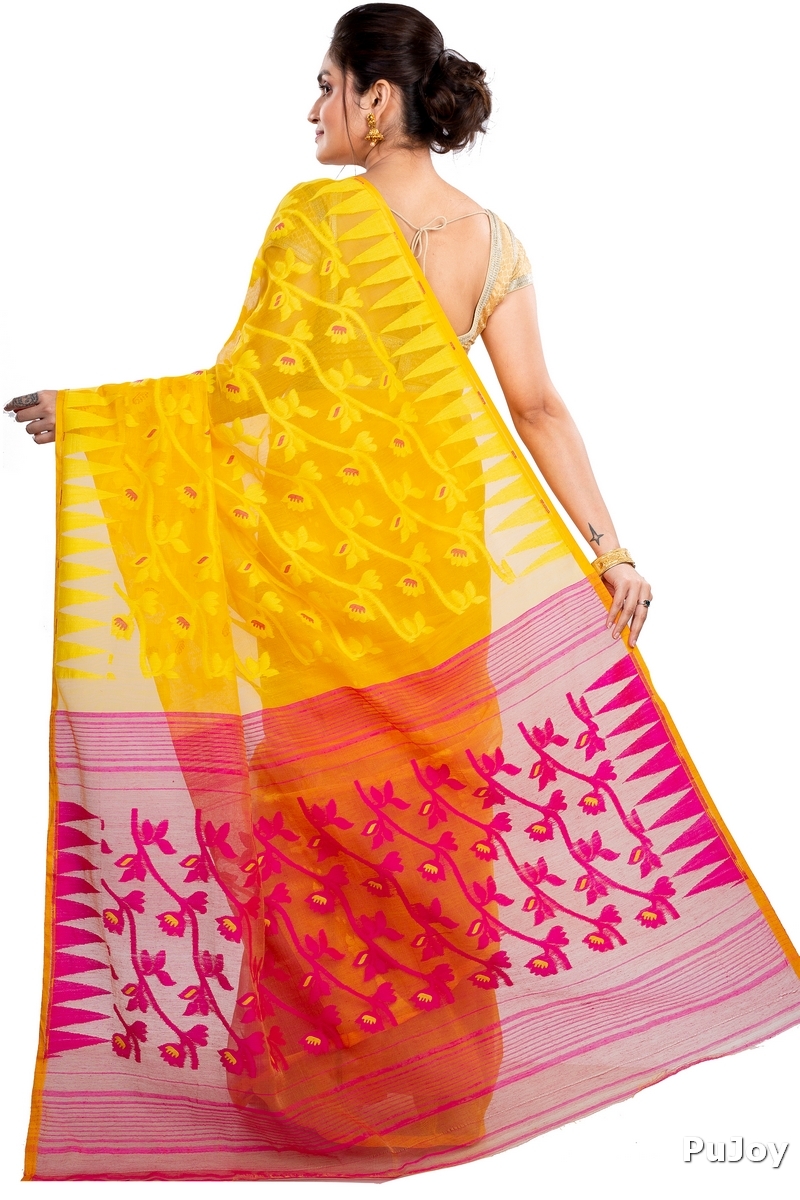 Yellow Rani Blended Cotton Moha_Jamdani Jamdani Saree (811)