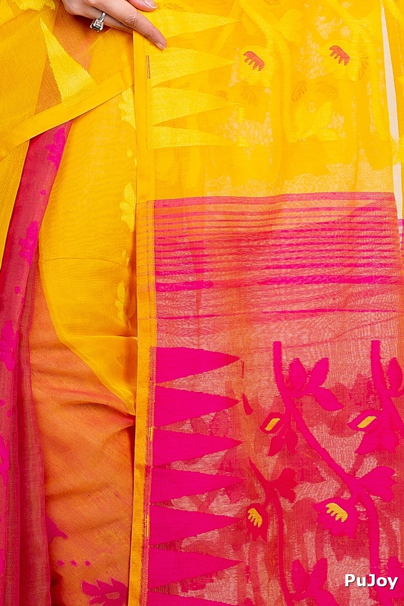 Yellow Rani Blended Cotton Moha_Jamdani Jamdani Saree (811)