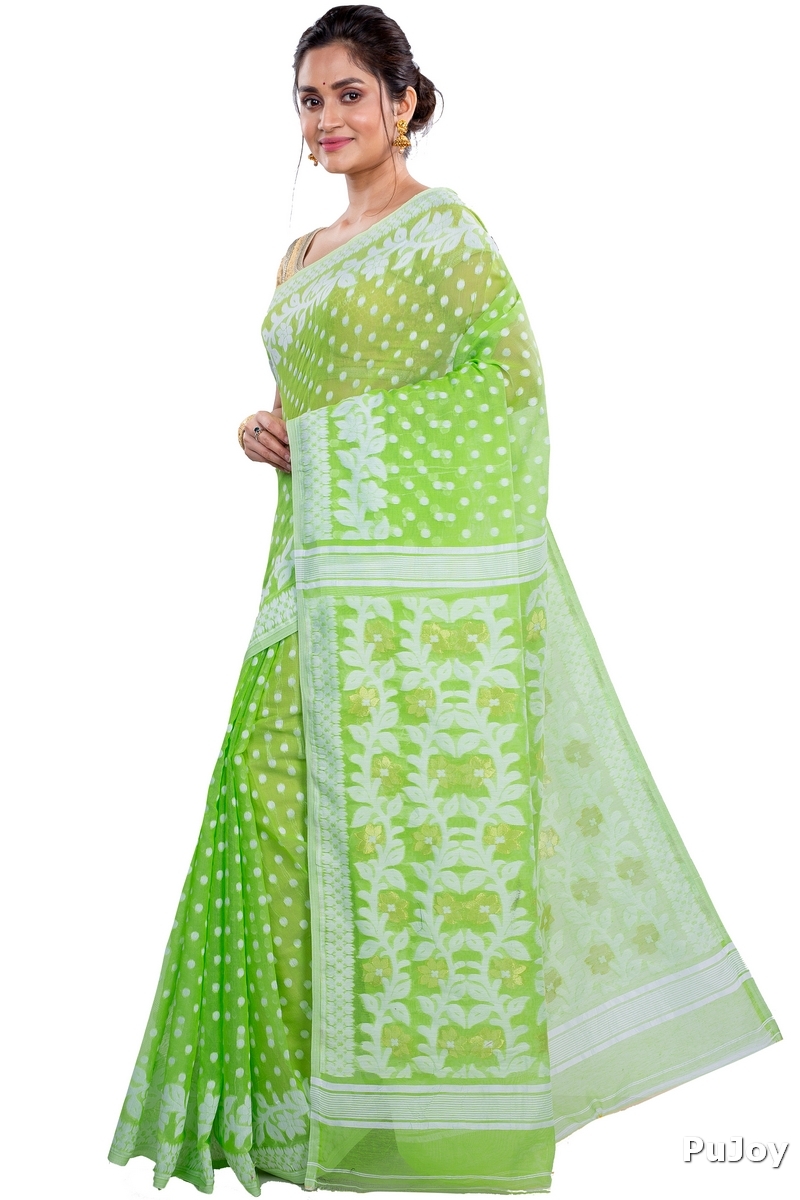 Green Pure Cotton Boll_Jamdani Jamdani Saree (813)