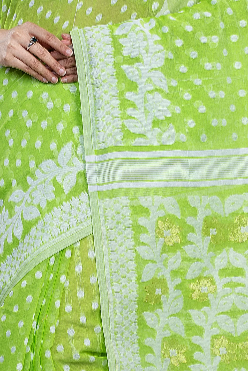 Green Pure Cotton Boll_Jamdani Jamdani Saree (813)