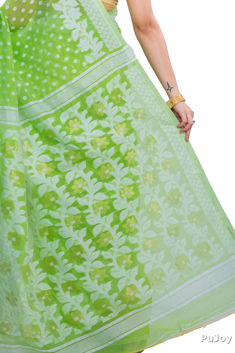 Green Pure Cotton Boll_Jamdani Jamdani Saree (813)