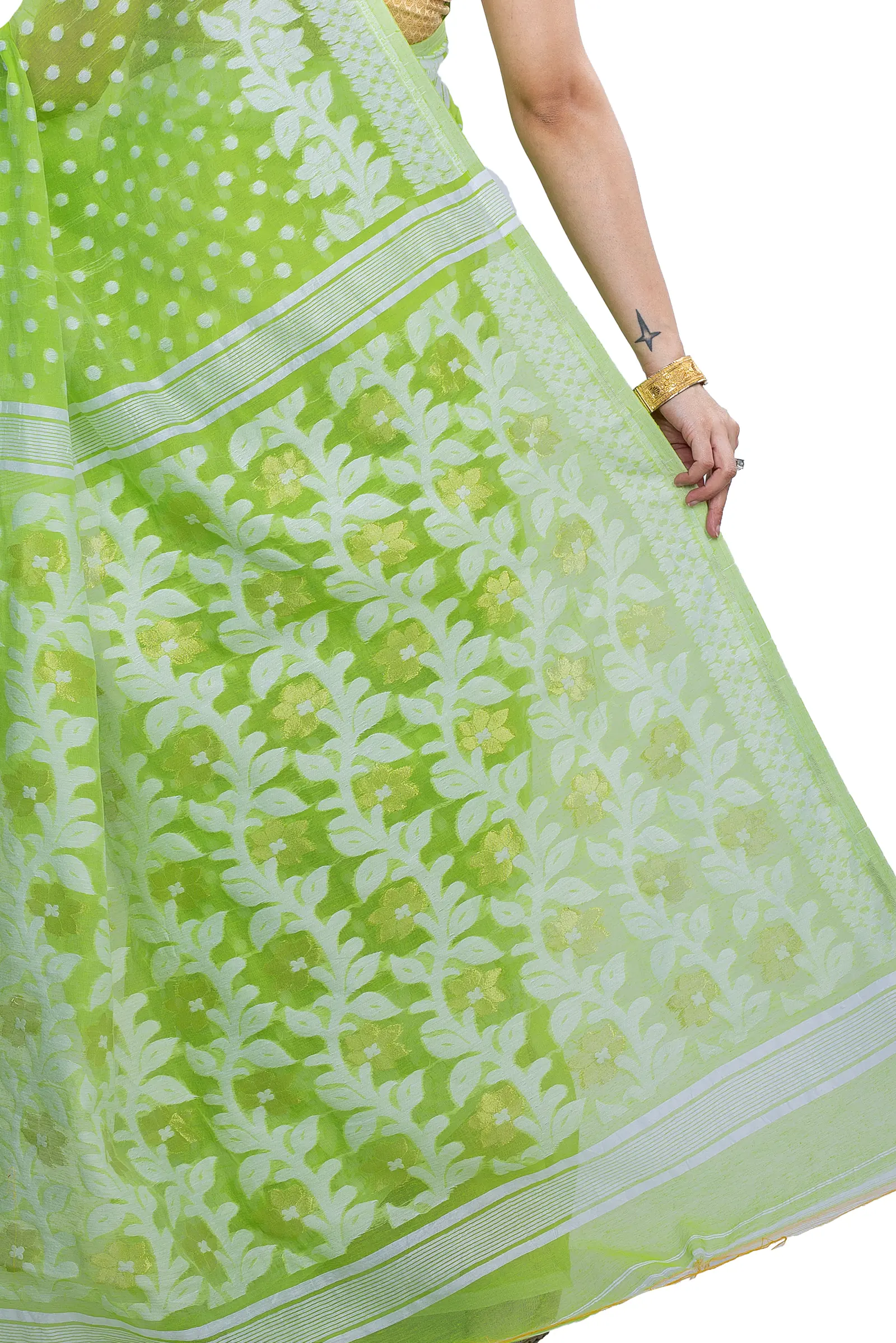 Green Pure Cotton Boll_Jamdani Jamdani Saree (813)