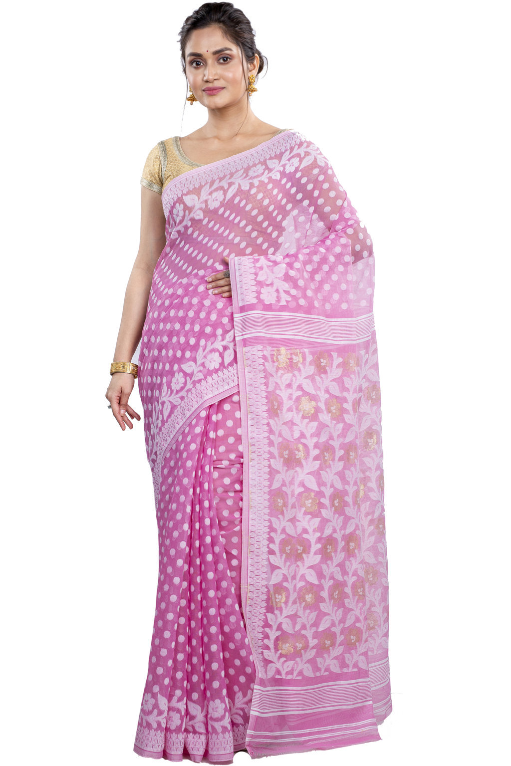 Pink Pure Cotton Boll_Jamdani Jamdani Saree (814)