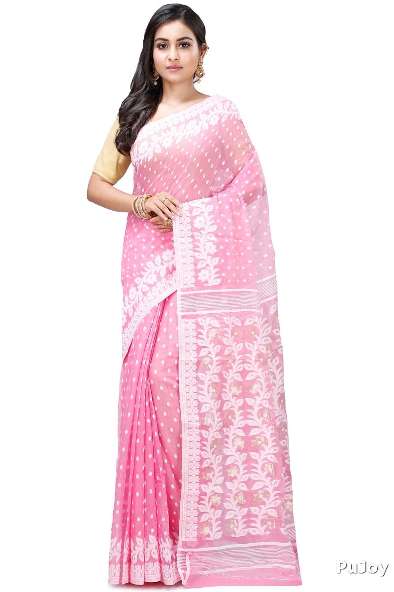 Pink Pure Cotton Boll_Jamdani Jamdani Saree (814)