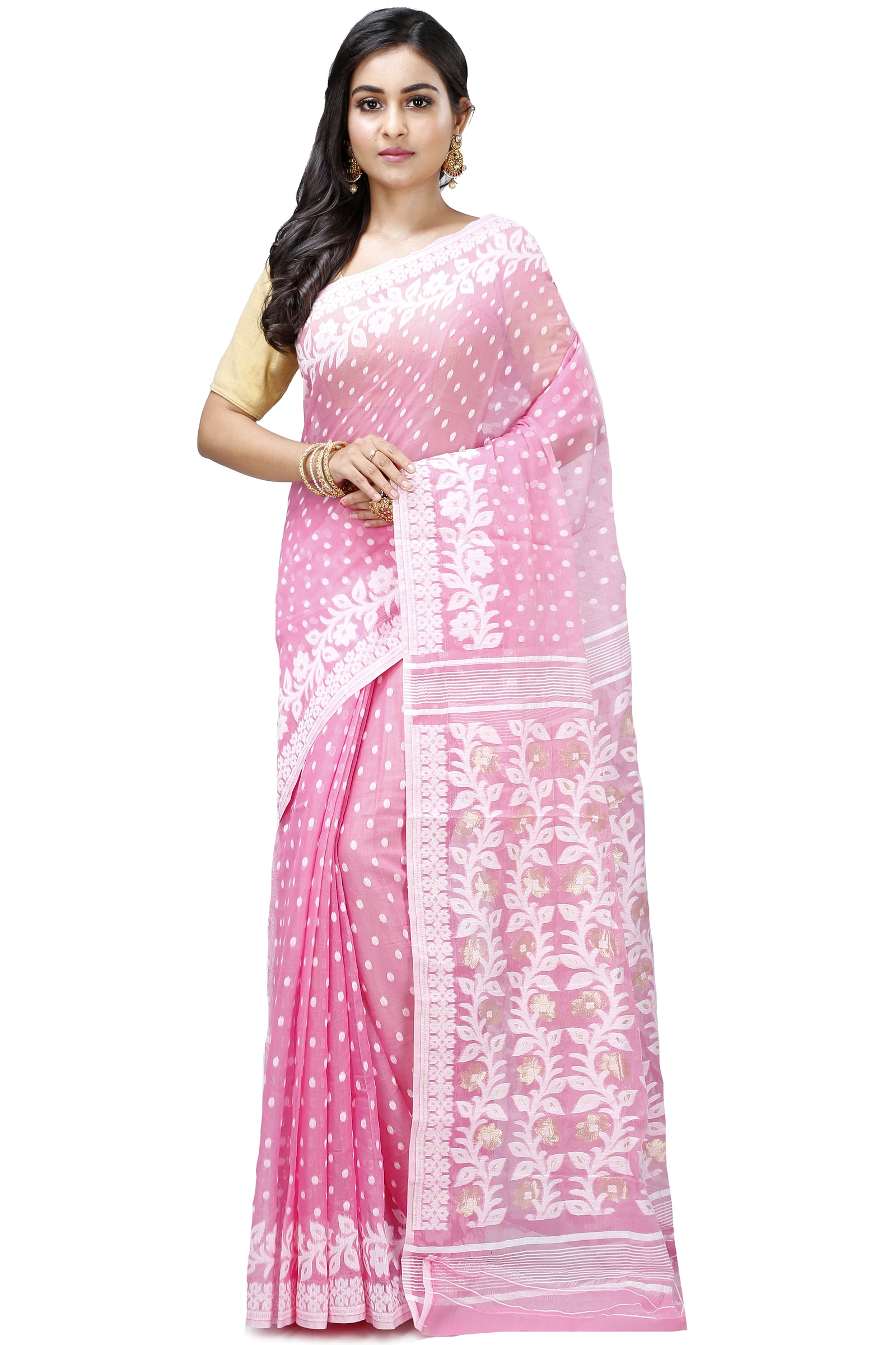 Pink Pure Cotton Boll_Jamdani Jamdani Saree (814)
