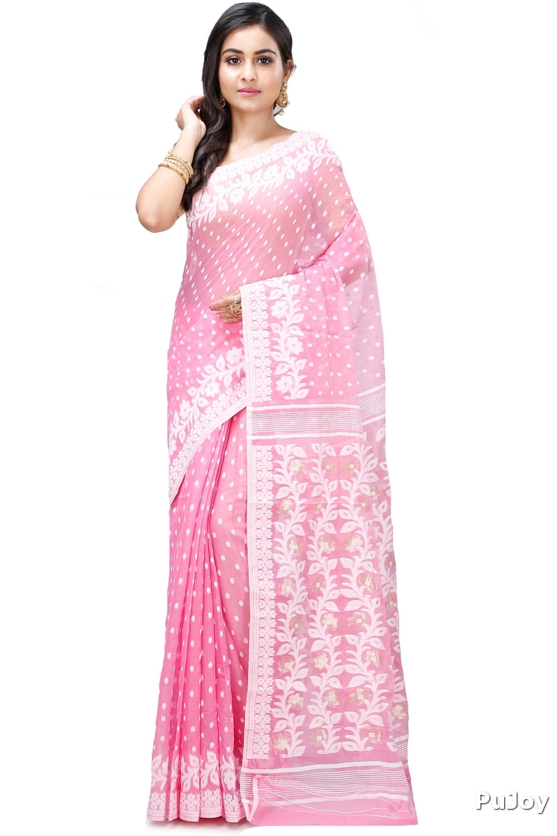 Pink Pure Cotton Boll_Jamdani Jamdani Saree (814)