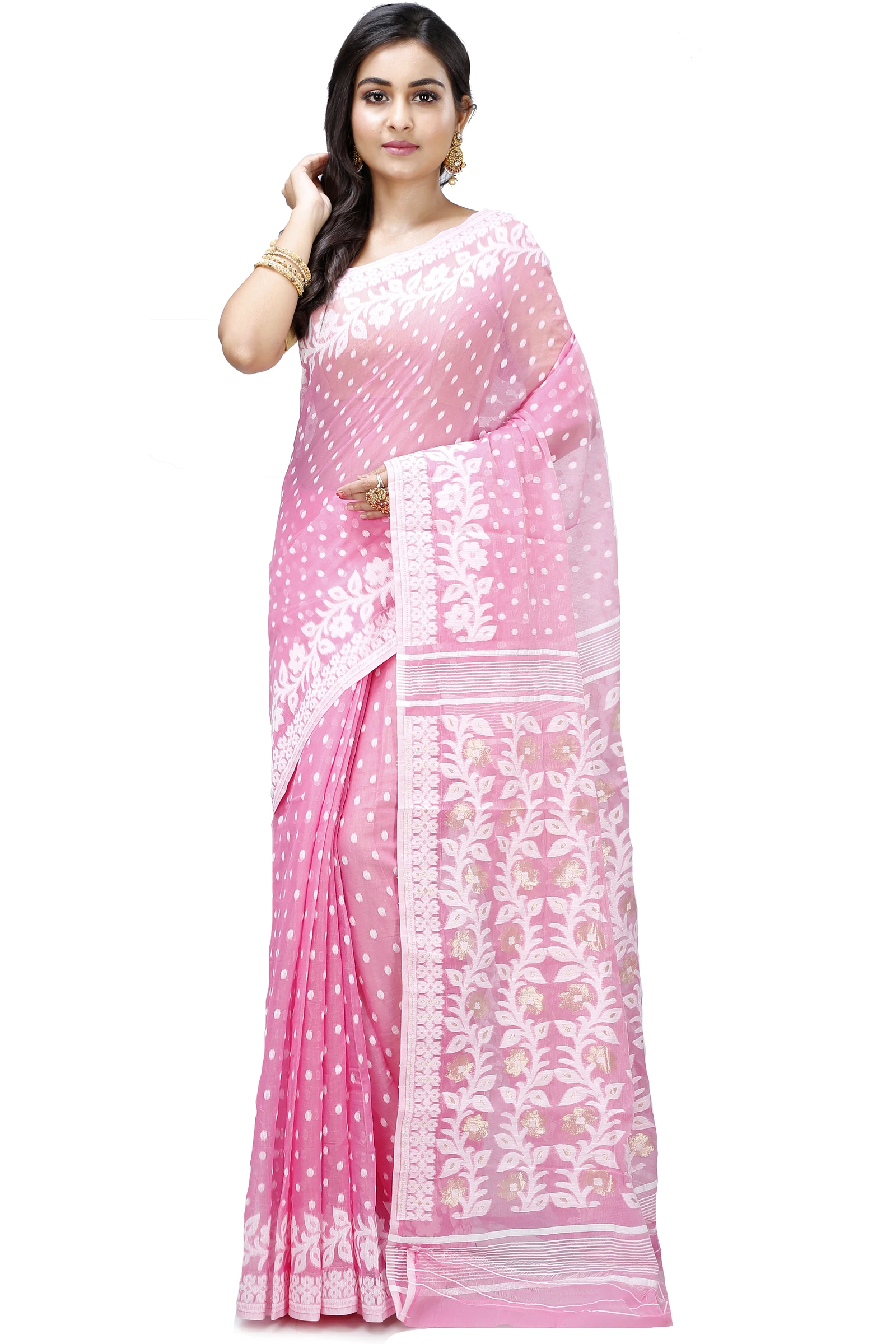 Pink Pure Cotton Boll_Jamdani Jamdani Saree (814)