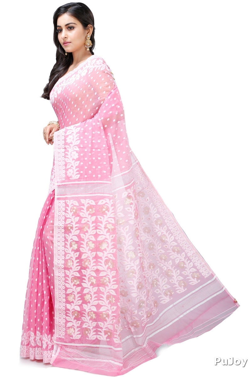 Pink Pure Cotton Boll_Jamdani Jamdani Saree (814)