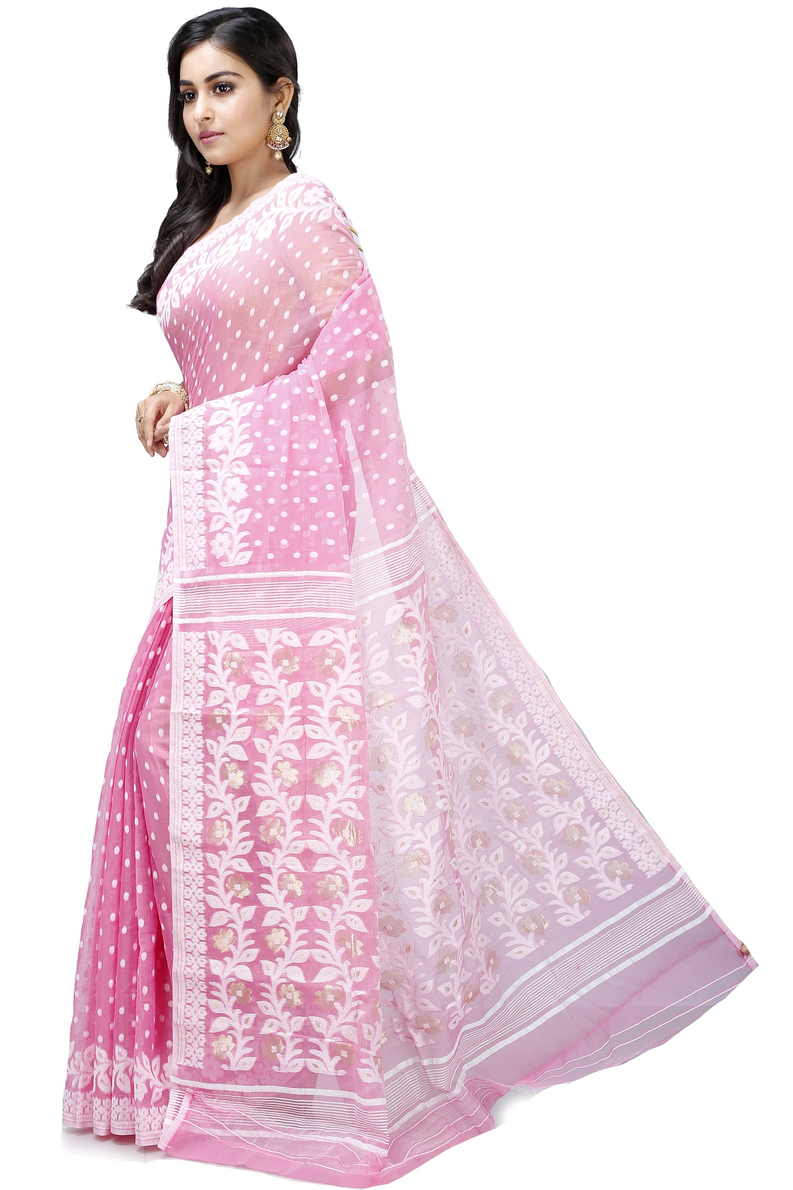 Pink Pure Cotton Boll_Jamdani Jamdani Saree (814)