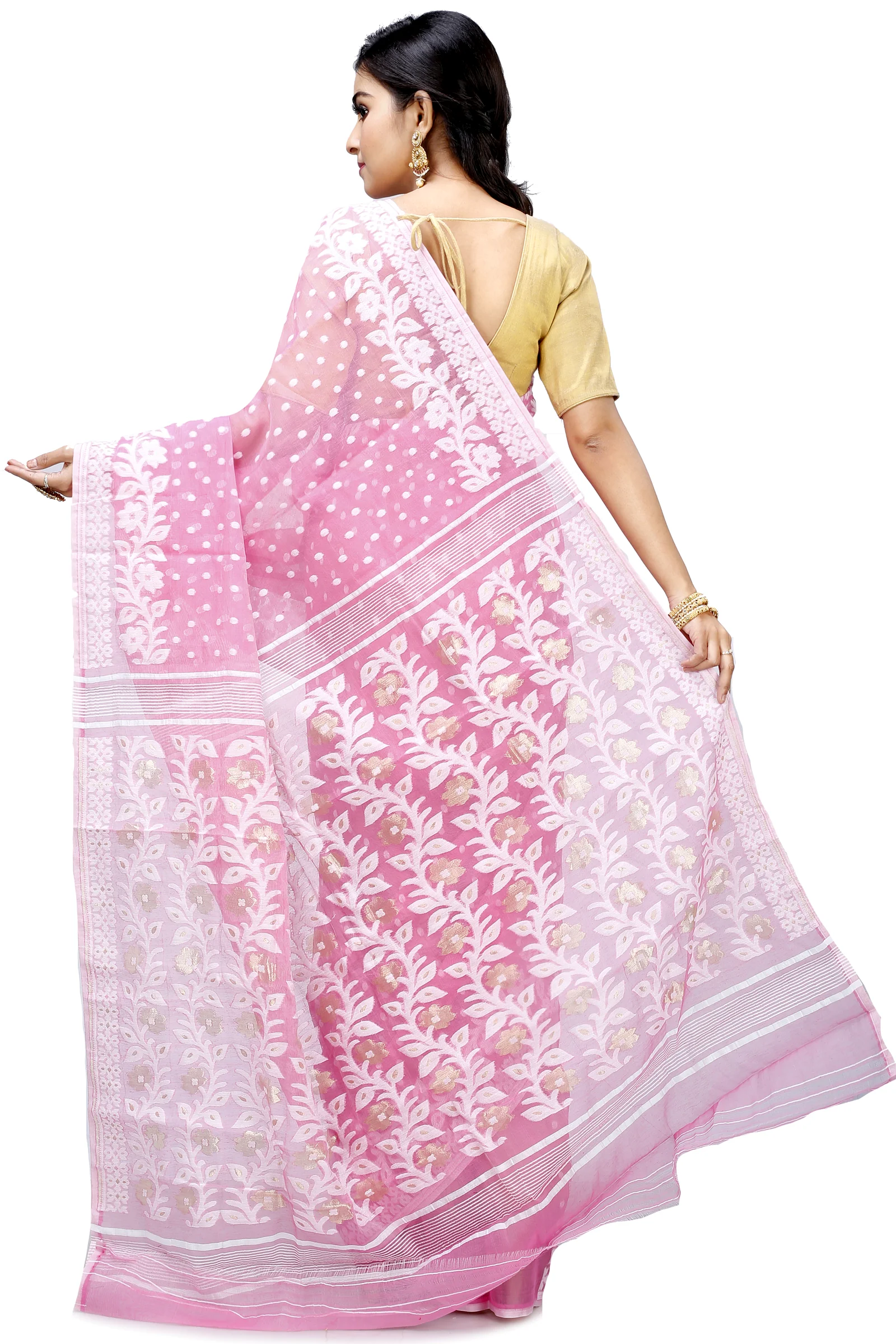 Pink Pure Cotton Boll_Jamdani Jamdani Saree (814)