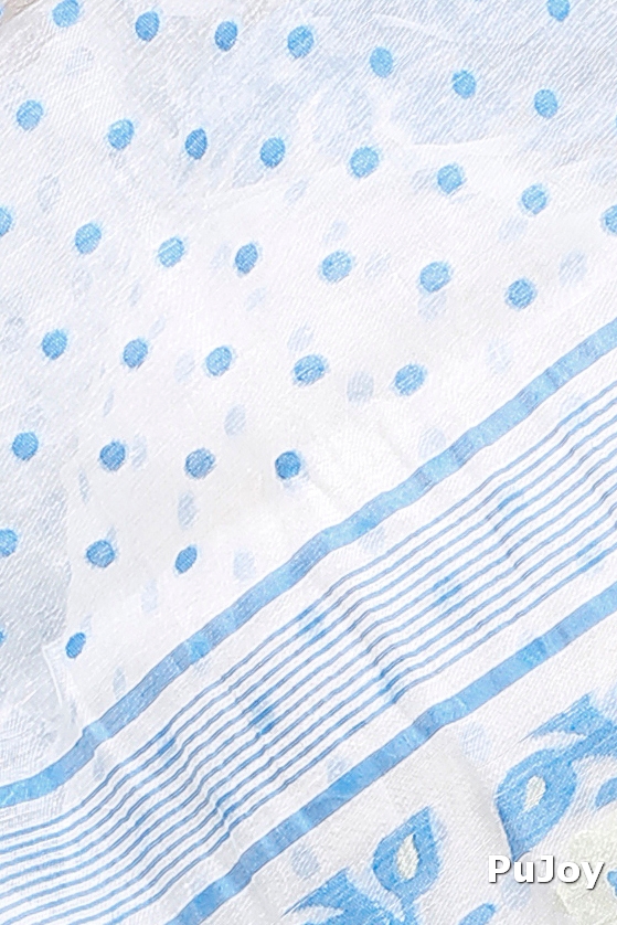 Sky Blue Pure Cotton Boll_Jamdani Jamdani Saree (815)