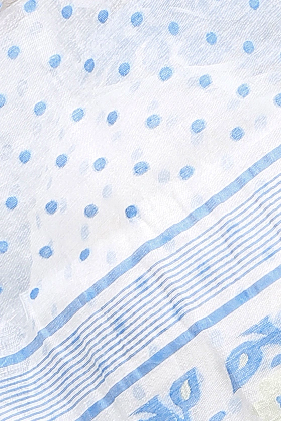 Sky Blue Pure Cotton Boll_Jamdani Jamdani Saree (815)