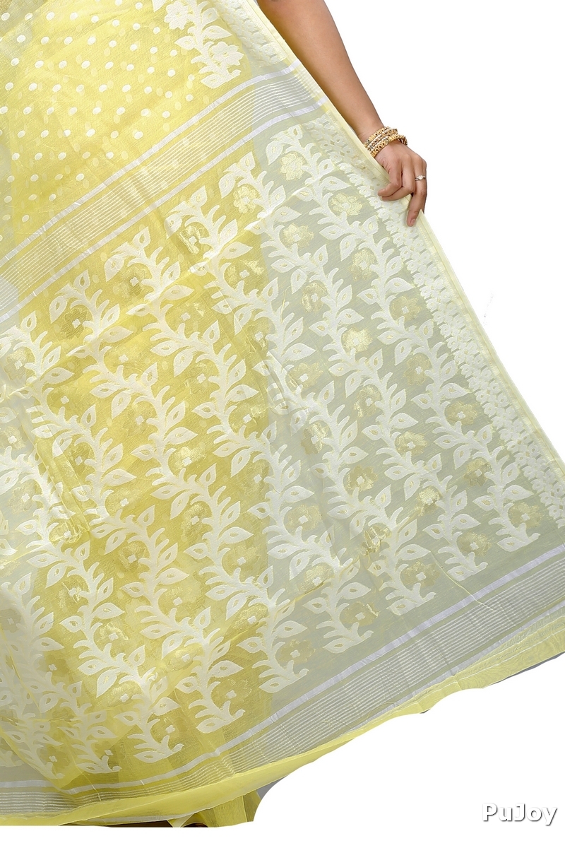 Yellow Pure Cotton Boll_Jamdani Jamdani Saree (816)