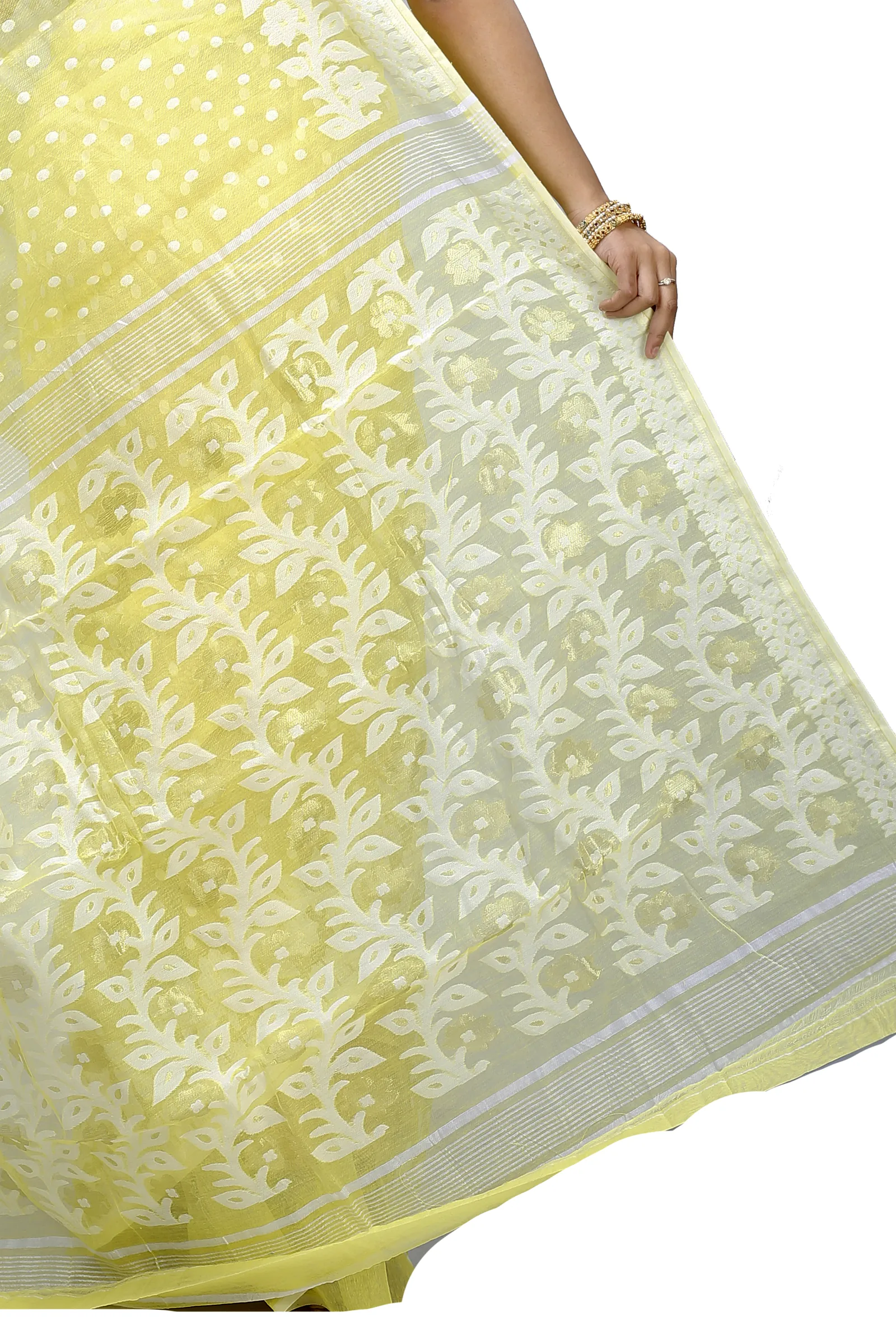 Yellow Pure Cotton Boll_Jamdani Jamdani Saree (816)
