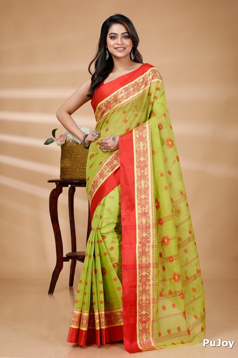 Green Pure Cotton BolLata_Tant Tant Saree (838)