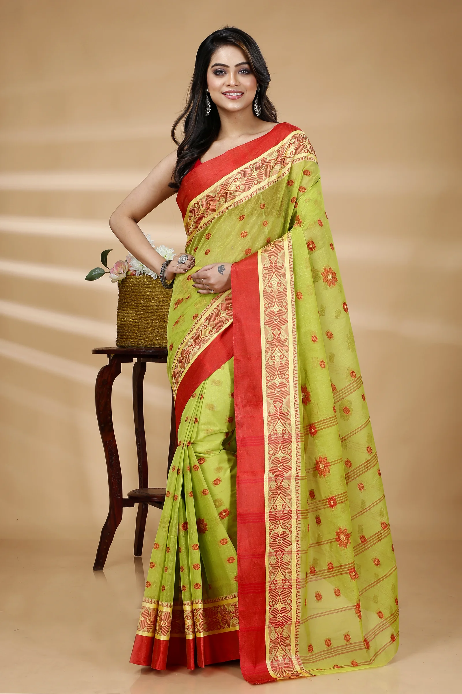 Green Pure Cotton BolLata_Tant Tant Saree (838)