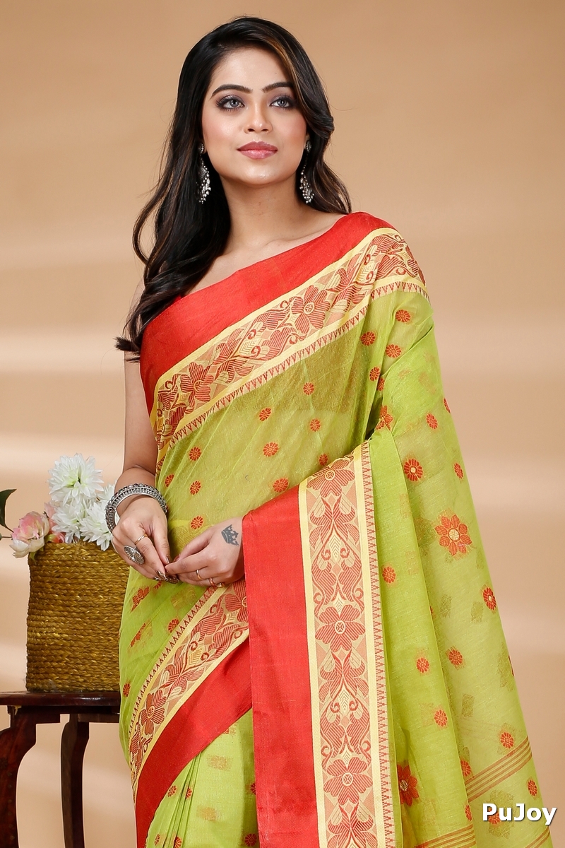 Green Pure Cotton BolLata_Tant Tant Saree (838)