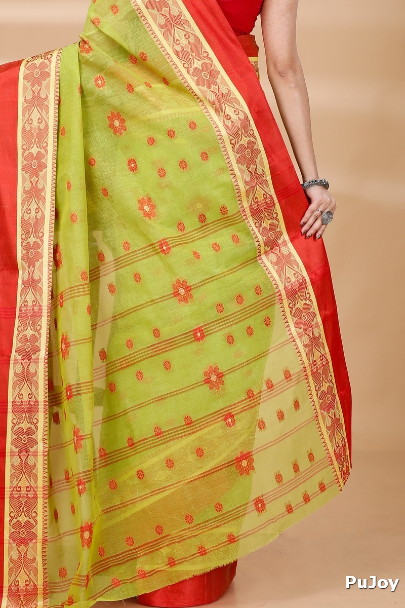 Green Pure Cotton BolLata_Tant Tant Saree (838)