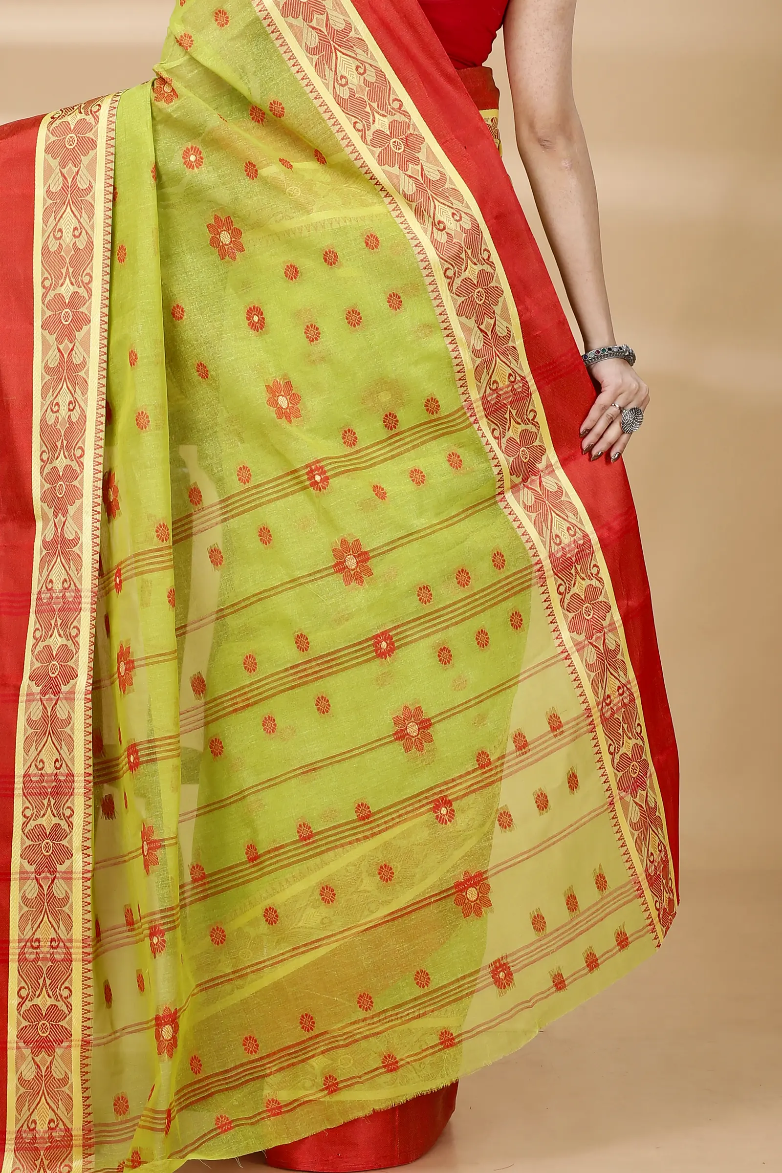 Green Pure Cotton BolLata_Tant Tant Saree (838)