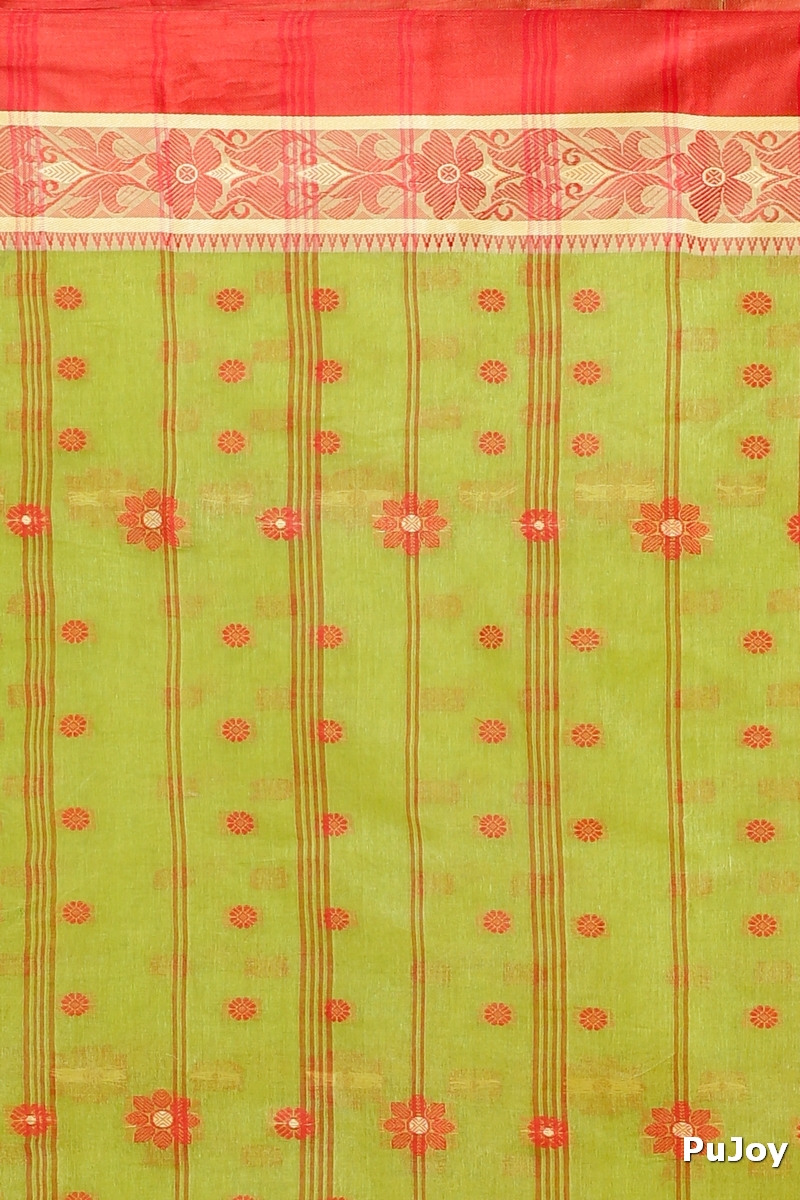 Green Pure Cotton BolLata_Tant Tant Saree (838)