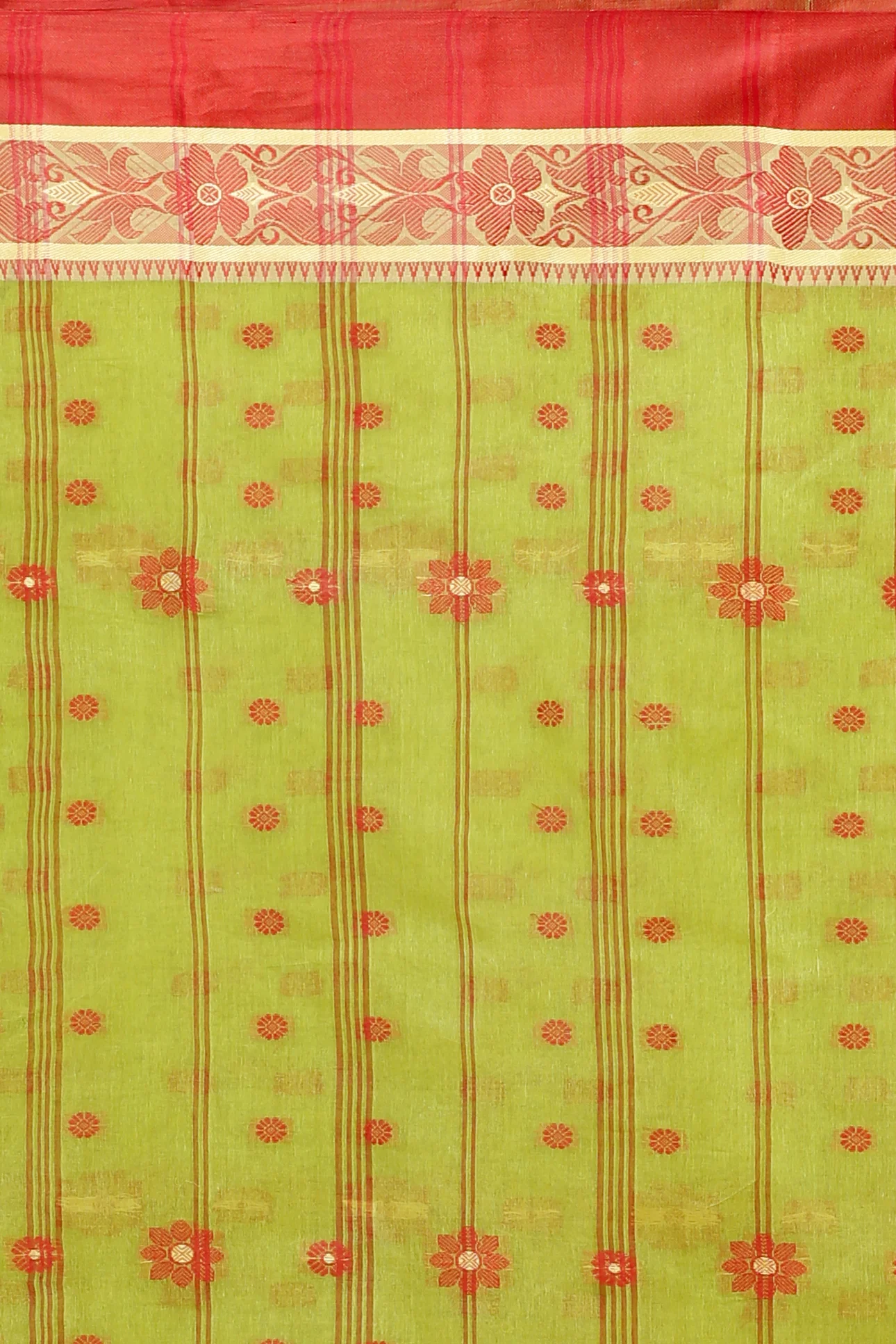 Green Pure Cotton BolLata_Tant Tant Saree (838)