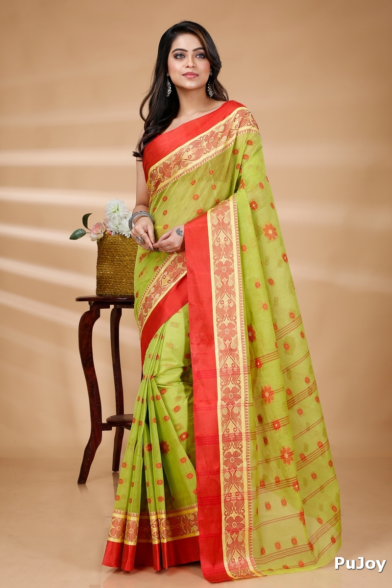 Green Pure Cotton BolLata_Tant Tant Saree (838)