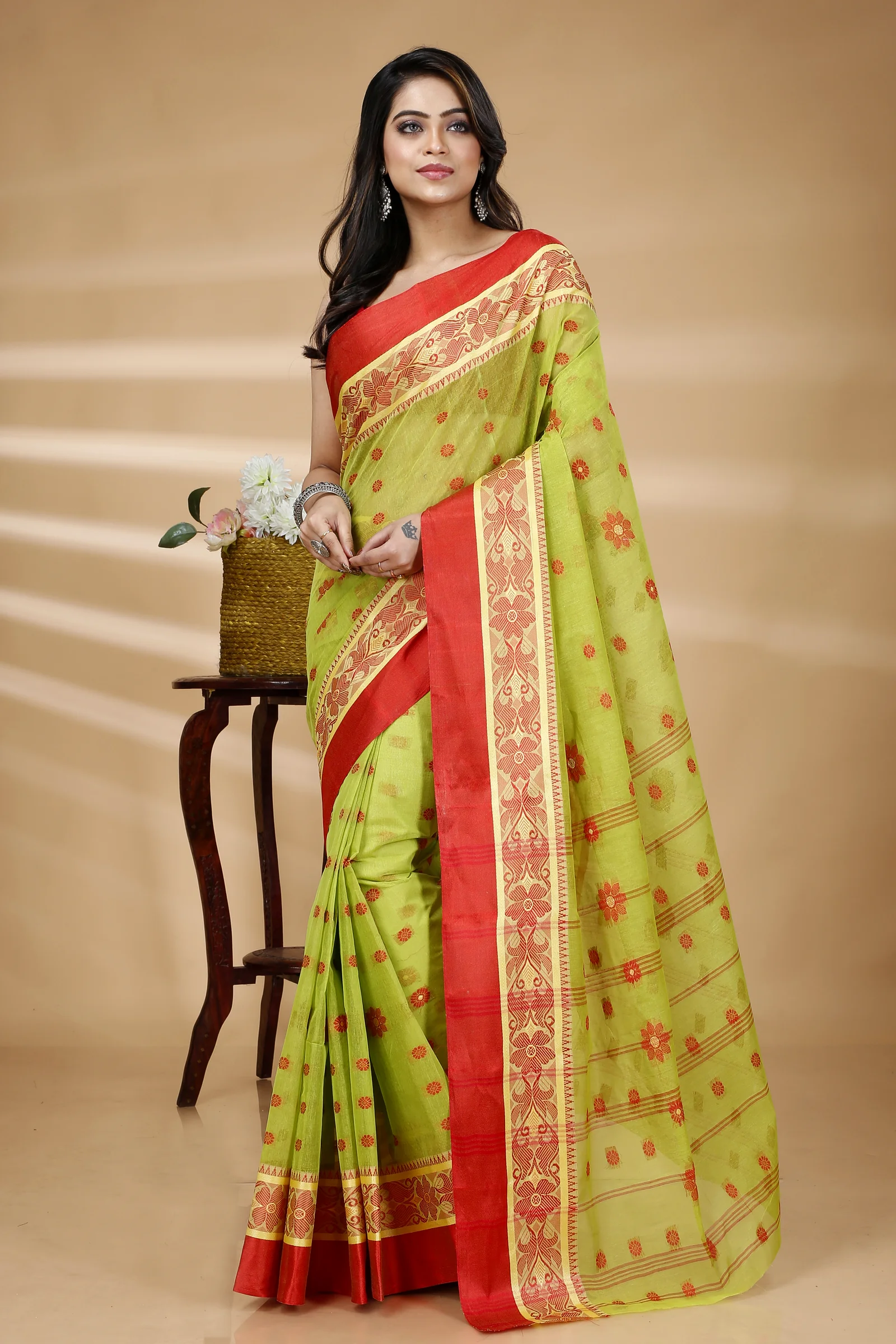 Green Pure Cotton BolLata_Tant Tant Saree (838)