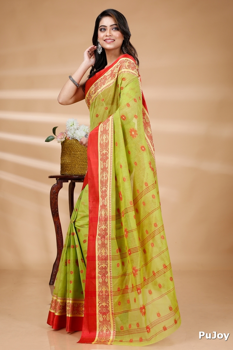Green Pure Cotton BolLata_Tant Tant Saree (838)