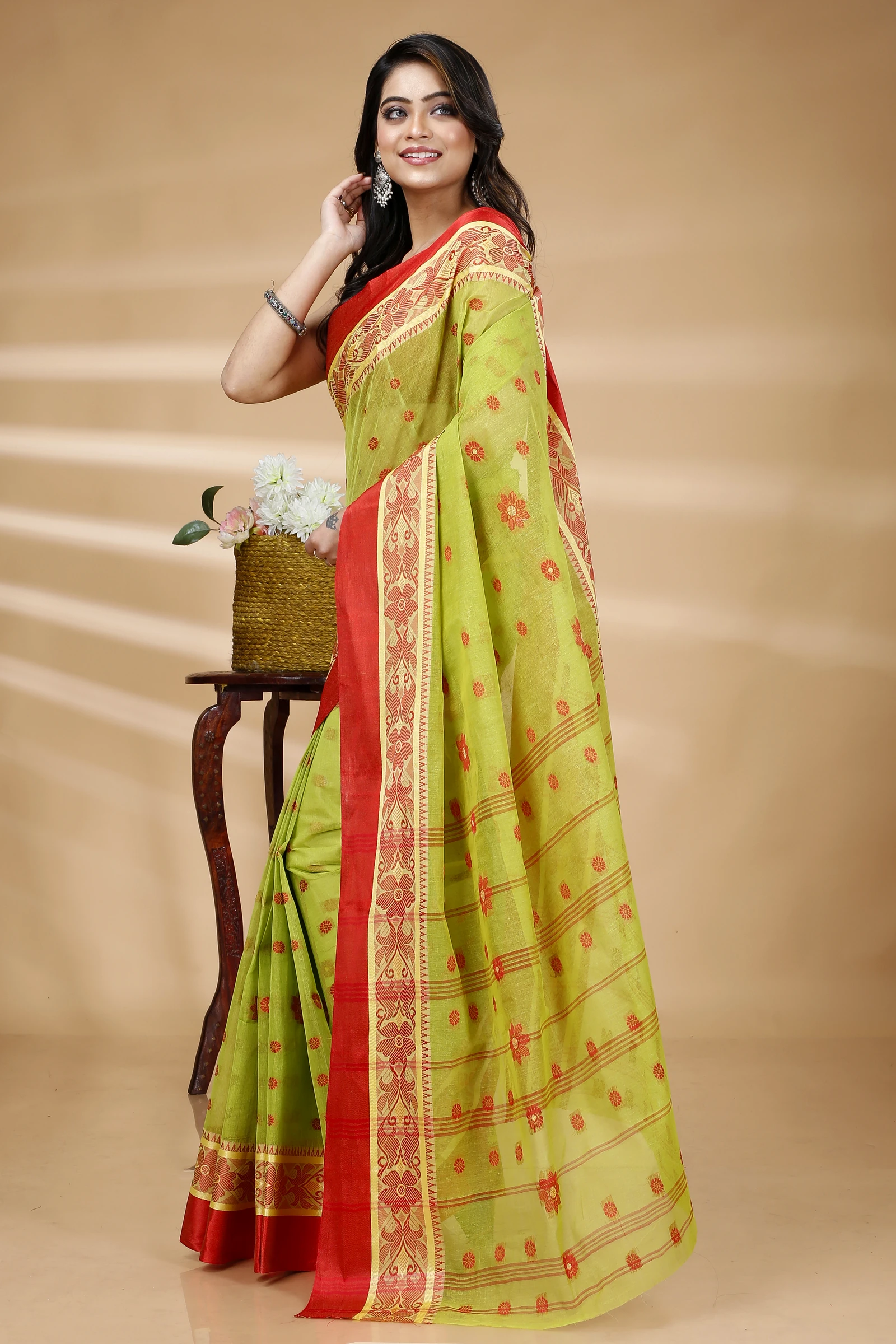 Green Pure Cotton BolLata_Tant Tant Saree (838)